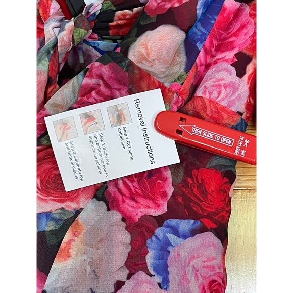 Mac Duggal NEW Size 4 Multicolor Floral Print Front Tie Midi Dress 55626 - Picture 8 of 8